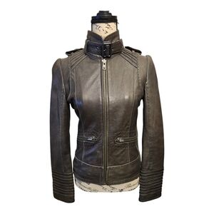Mackage Brownish Black Dressy/Stylish Leather Jacket Cottagecore/ Clubwear Fall